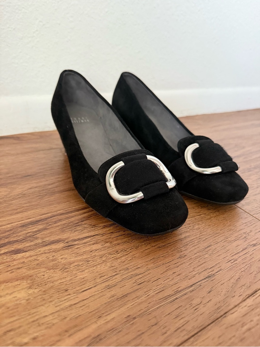 Stuart Weitzman Black Suede Wedge Pumps Size 7.5M - Picture 2 of 8